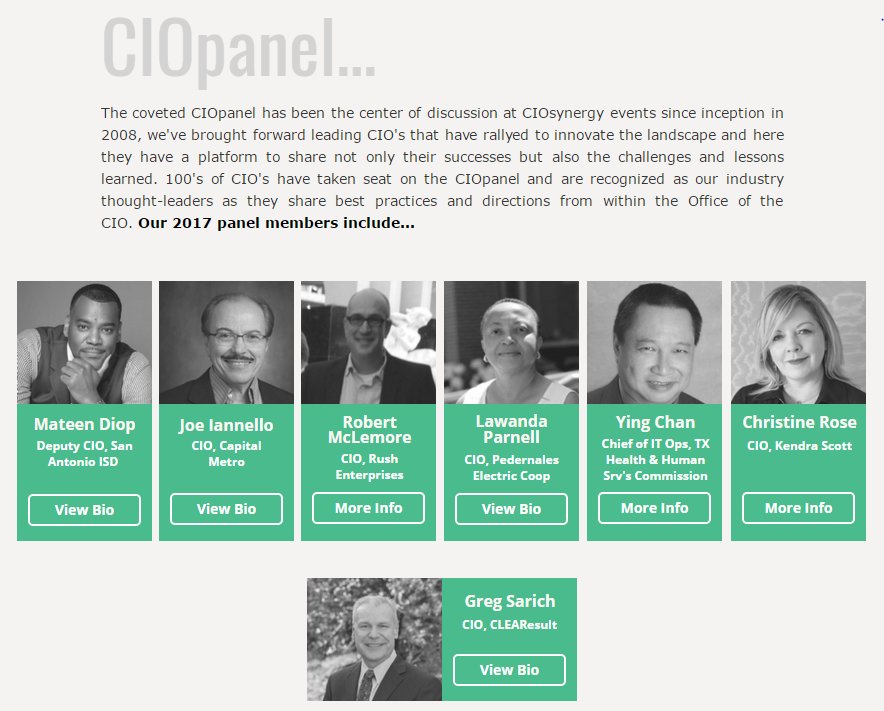 CIOlounge's tweet photo. #CIOsynergy is pleased to announce our CIOpanel lineup for CIOaustin on April 6th! RSVP today at: https://t.co/JYJMOSeQjN #CIO #bigdata https://t.co/Zn3nAvtkev
