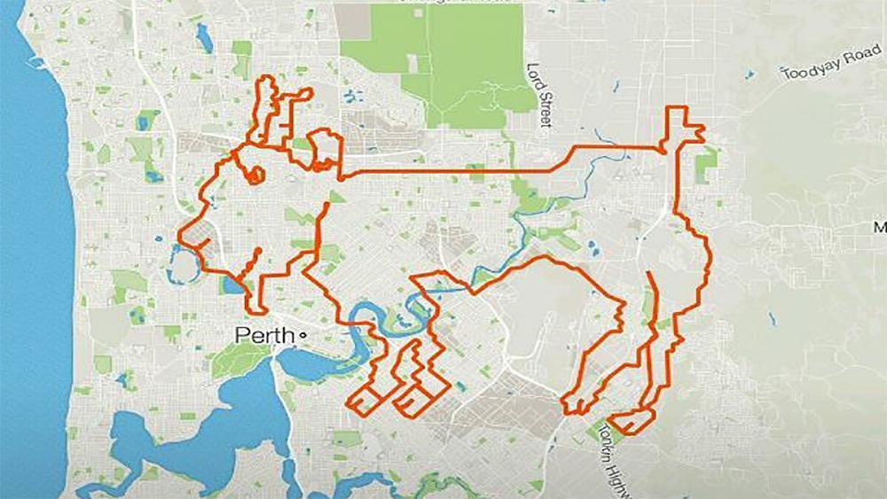 euronews's tweet image. Cyclists use @Strava GPS app to create giant goat artwork in Perth #Stravaart bit.ly/2mIUm6l