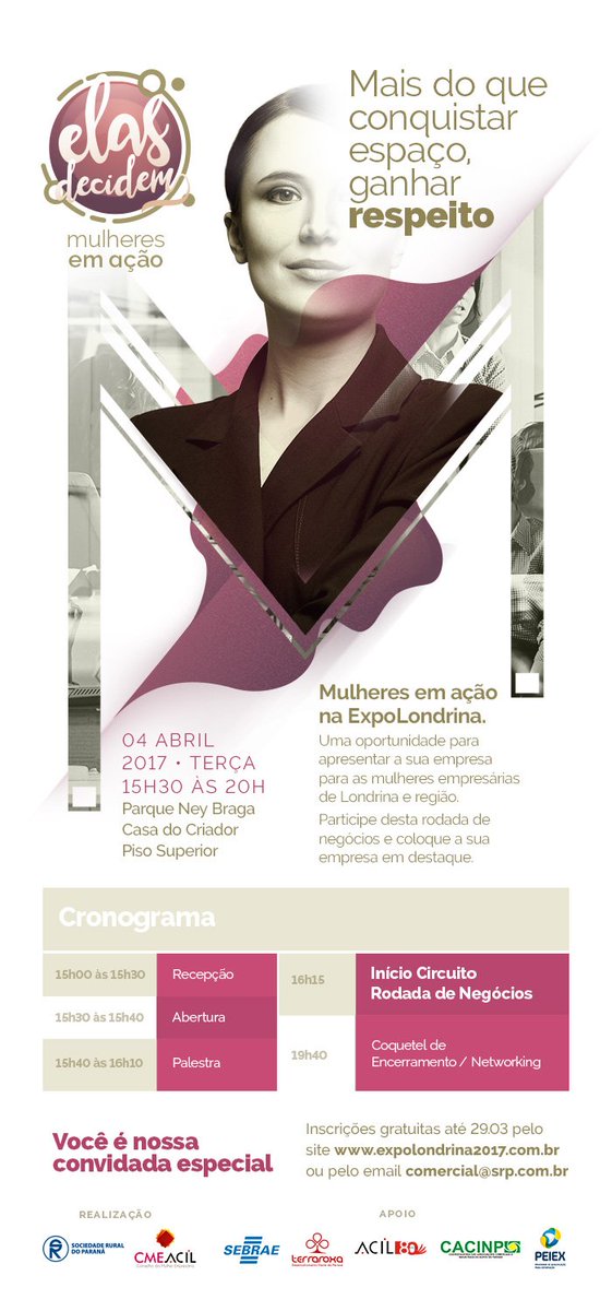 expolondrina's tweet photo. ✨💃✨
Aproveite a oportunidade de apresentar sua empresa para mulheres empresárias de Londrina e região na @expolondrina  2017! 
#ExpoEuVou https://t.co/0FAMjzfzs5