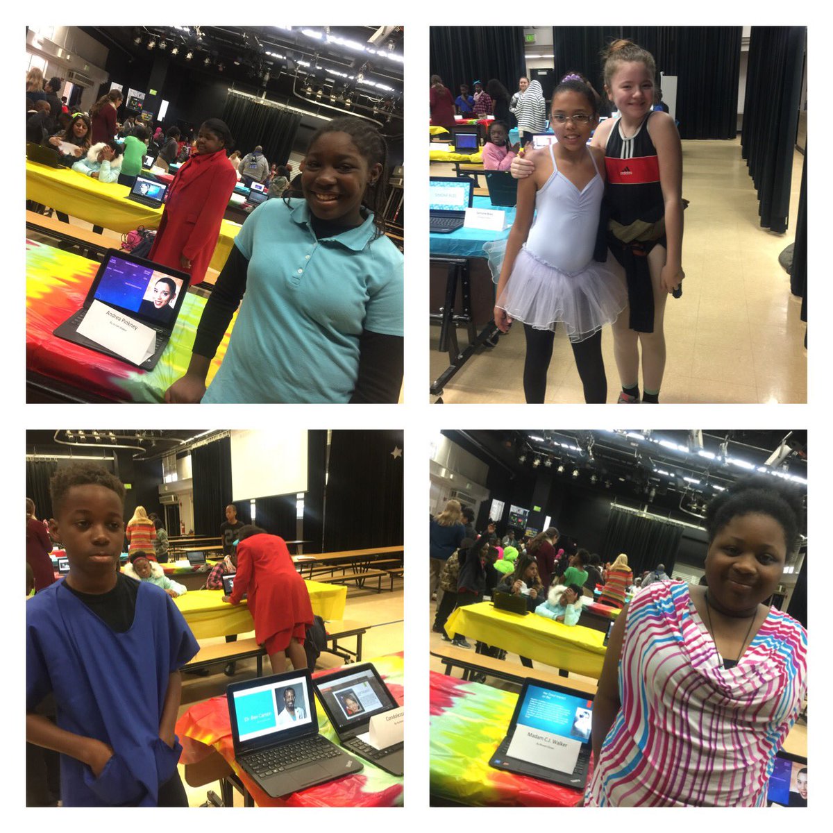 PrincipalDrJ's tweet photo. Our 4-5 media classes presented their biography studies with our one to one laptops! Literacy &amp; Technology .... #dtorocks @principallearns https://t.co/WUJzzn3wV6