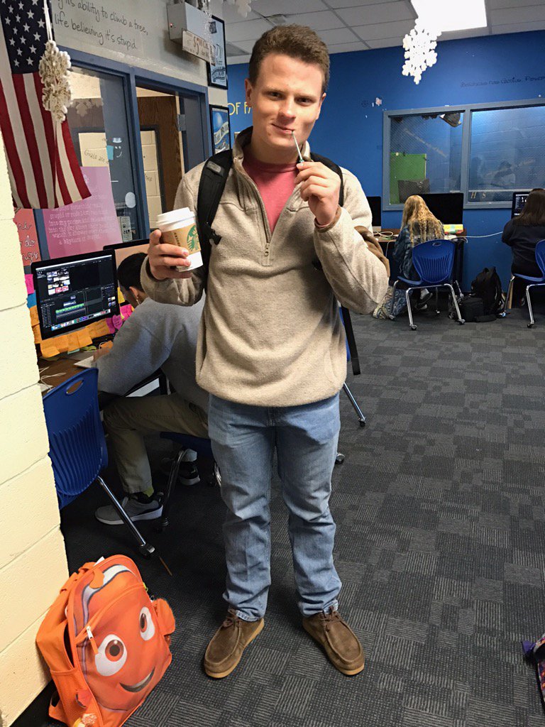CatawbaRidgeTV's tweet photo. @TheBuzz_Saxton &amp; his very manly hot chocolate... #toocoldtoanchor https://t.co/vAgqKXjwgV
