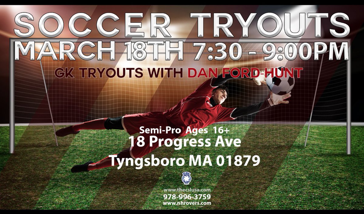 GK Open " tryouts this Saturday 18th at tyngsboro sports center..
Nhrovers.com