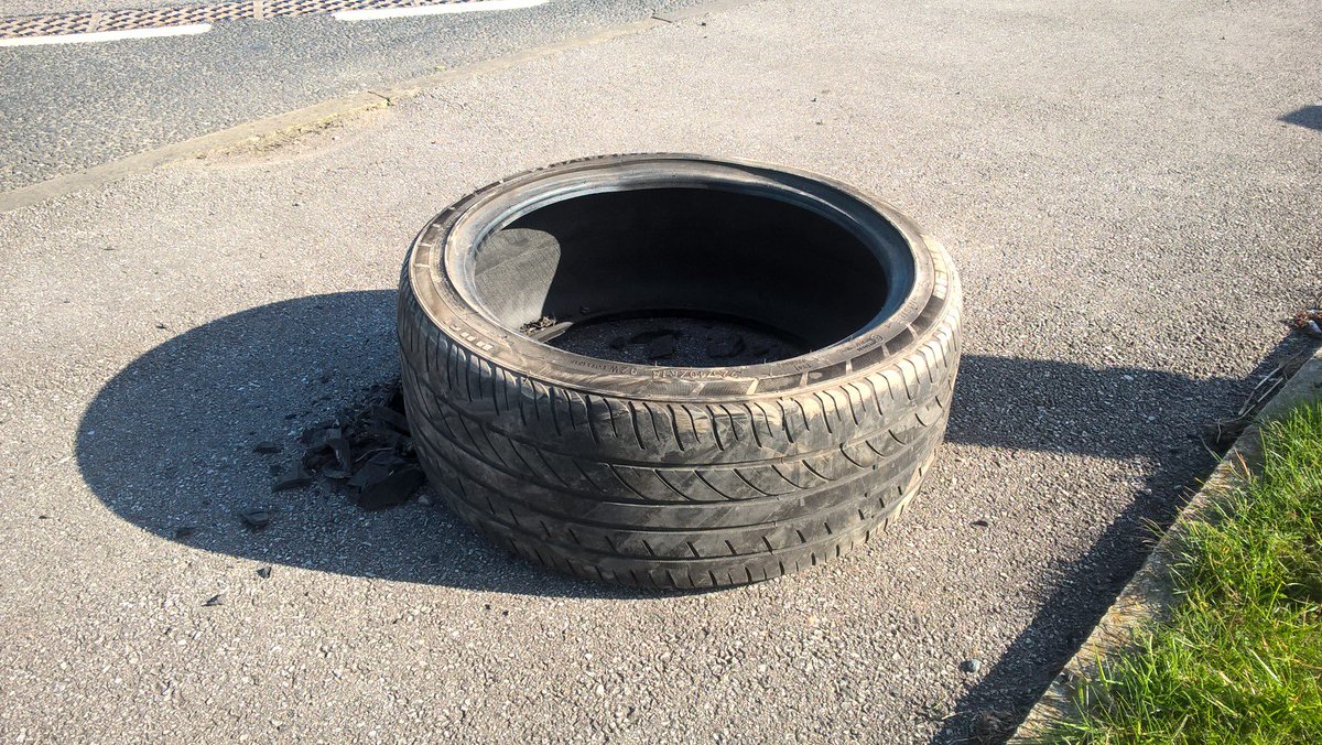 Not happy!! 😠This tyre was just fly-tipped outside our office. We're reviewing CCTV footage to identify who did this... #BeResponsible