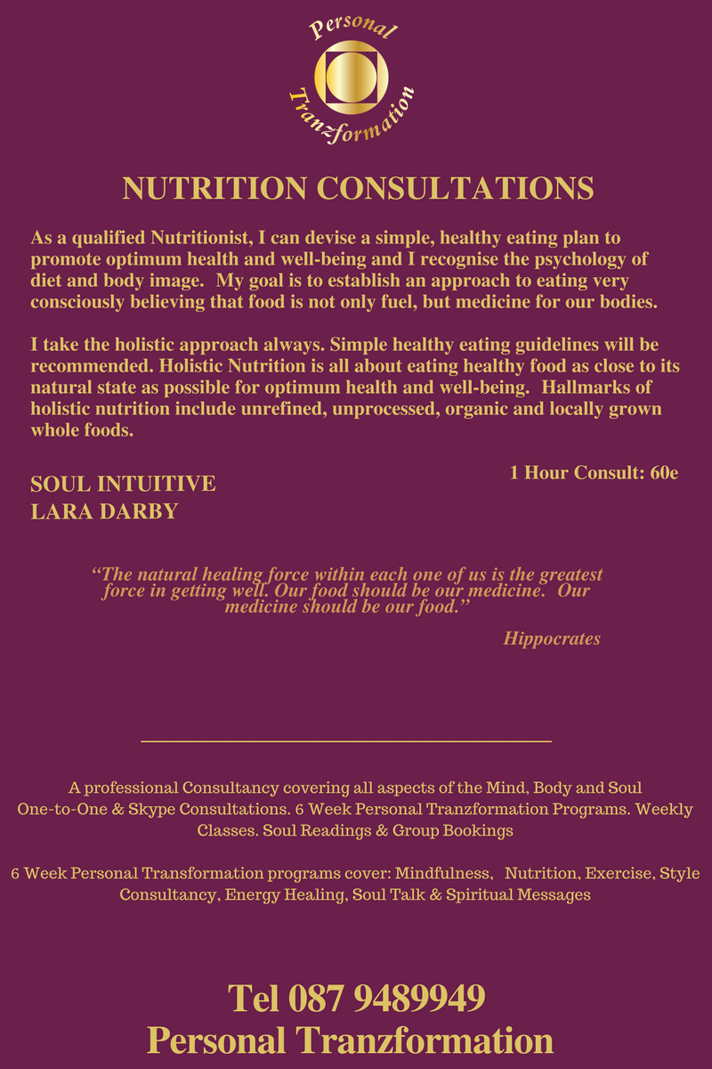 soultalklara's tweet photo. Nutritional Consults with Lara Darby Kinsale Co Cork Tel 087 9489949
#nutritionistcork #healthyeating #personaltranzformation #mindfuleating https://t.co/Jp2aGYHngW