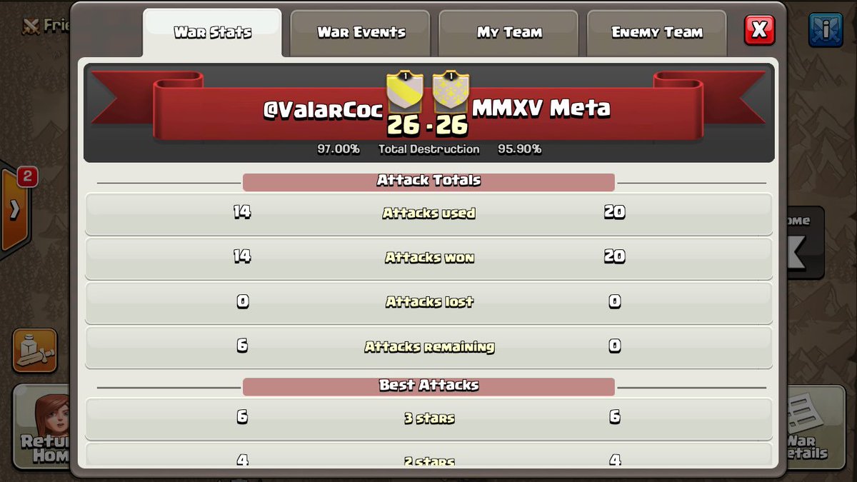 ValarCoc's tweet image. A first round win for our TH9s in the 10v10 tourney, with 6 attacks to spare. GG to MMXV Meta