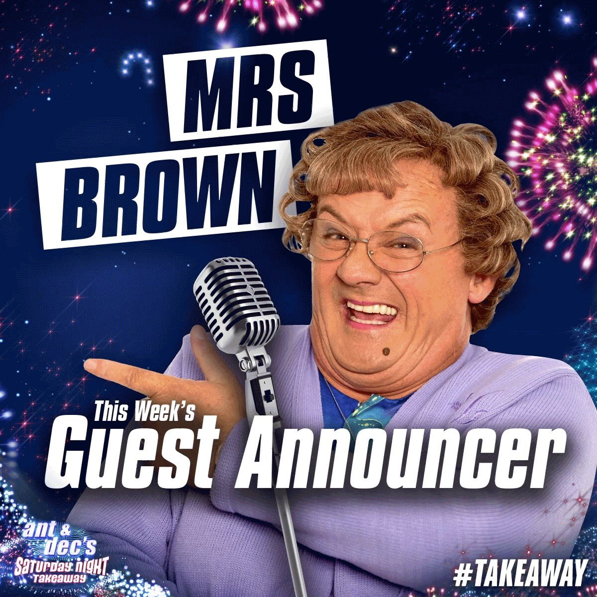 MrsBrownsBoys's tweet image. Looking forward to been the Guest Announcer on Ant &amp;amp; Dec's Saturday Night Takeaway...... and yes its this Saturday! @antanddec