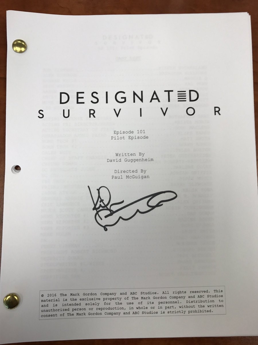 Sang Kyu Kim (@sangkyukim) on Twitter photo Retweet this and one random person will win a signed <a href="/RealKiefer/">Kiefer Sutherland</a> script at the end of the live tweet session today! #DesignatedSurvivor Retweet this and one random person will win a signed <a href="/RealKiefer/">Kiefer Sutherland</a> script at the end of the live tweet session today! #DesignatedSurvivor