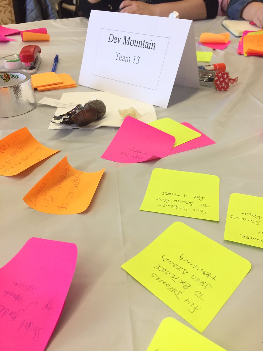 breezy_rios's tweet photo. Prototyping @DevMtn housing solutions with post-it notes & snacks at #ExDM17 @BYURecM https://t.co/7JieTZ0Y73