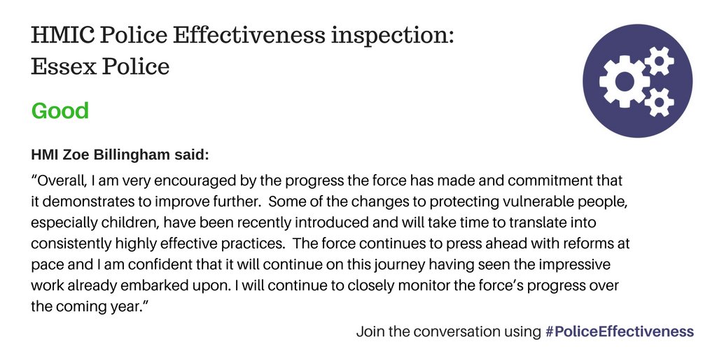 HMICFRS's tweet photo. .@Zoebillingham on how @EssexPoliceUK performed in our #policeeffectiveness inspection. https://t.co/G7eBmxOj0o #essex https://t.co/RKmA2ztmAY