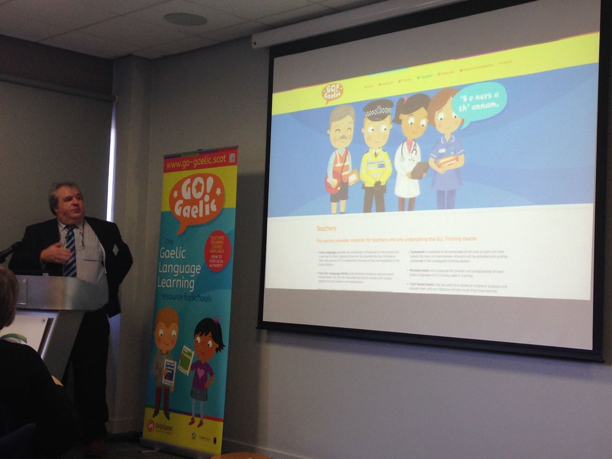 calderglenlangs's tweet photo. Dรฒmhnall Uilleam, Stรฒrlann talking about 'Go Gaelic' to support Gaelic learner provision. Exciting developments @GLPStraining #GLPS17 https://t.co/bbqzIjRaUh