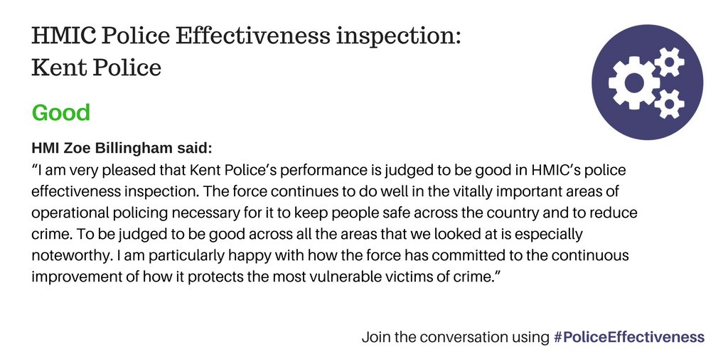 HMICFRS's tweet photo. .@Zoebillingham on how @kent_police performed in our #policeeffectiveness inspection. https://t.co/G7eBmy5TRW #Kent https://t.co/XU1okiSwHn