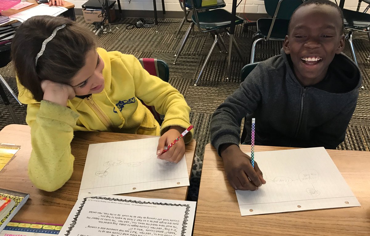 teachingtidbit's tweet photo. #shoulderpartners working together on their @ThinkingMaps to find a common theme in 2 texts! #RL39 #ela π@TropicIslesElem https://t.co/PqOUSIICLx
