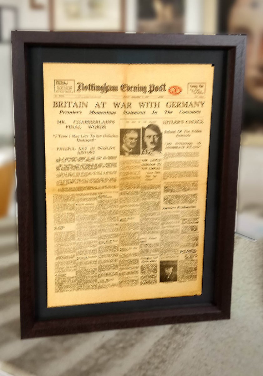 CF_Framing's tweet image. This original 1939 Evening Post from @johnewrights Floating between two sheets invisible glass will protect it for future generations.