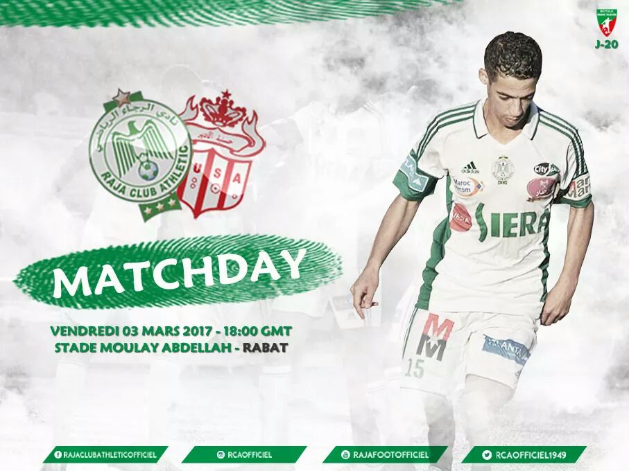 RajaC_A's tweet photo. ๐ #MATCHDAY ๐
โฝ@RajaC_A ๐ #HUSAgadir
๐ #BotolaProIAM
โฃ #RCAHUSA
๐ 18:00 GMT
๐ 03/03/2017
๐ Complexe Muolay Abdellah RZBAT https://t.co/rU7coNxWJI