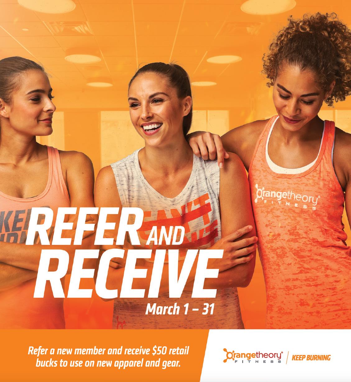 Orangetheory Fitness on X: Have you referred a friend to #Orangetheory yet  this month? All this month, bring a buddy and get $50 in OTF retail bucks!  #KeepBurning  / X
