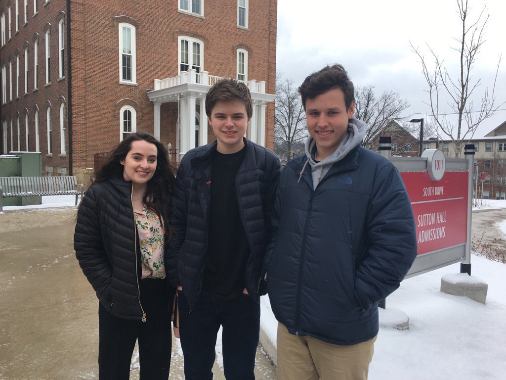EberlyIUP's tweet photo. Welcome to Levi, Mason and Grace!  Grace shadowing in PR today.  Levi and Mason are touring.  Business starts at IUP! https://t.co/dFArPeq9rW