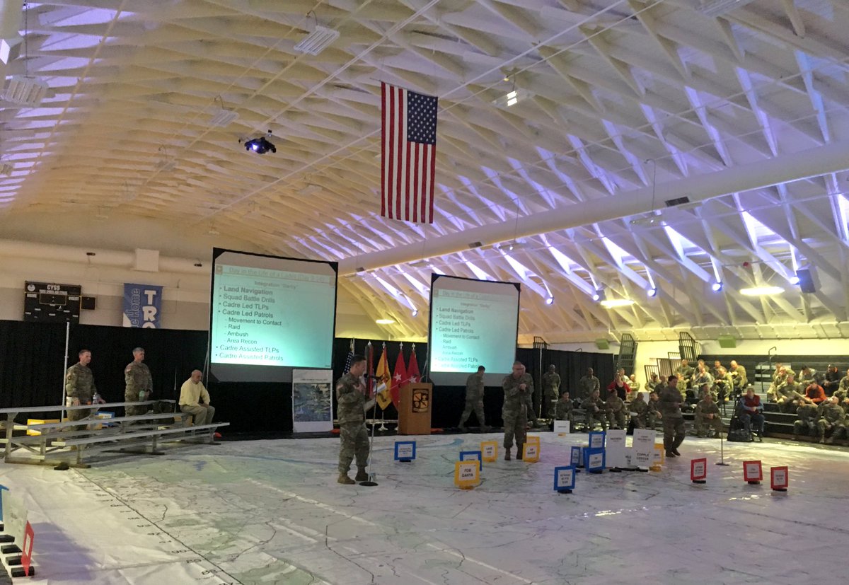 ArmyROTC's tweet image. The CST Cadre are showing they're ready 4 summer training during the rehearsal of concept brief to MG Hughes are you ready Cadets #armyrotc