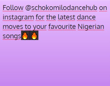 Schokomilo's tweet photo. Follow @schokomilodancehub on instagram for the latest dance moves to your favourite Naija songs🇳🇬
Nigeria To The World, Africa To The World https://t.co/AifdzvV0hP