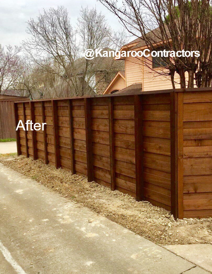 KContractors's tweet photo. #Beforeandafter pics of a #fencereplacement. Went from an old builder grade side by side to an upgraded horizontal board on board. #newfence https://t.co/iIsSAoRdiq