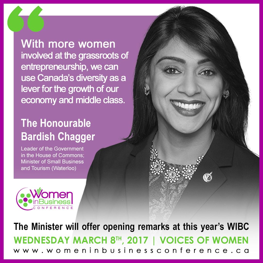 We're pleased to welcome Hon. Bardish Chagger <a href="/MinofSBT/">MinofSBT</a> to #WIBC17!

#Ottawa #BetterTogether #InternationalWomensDay
j.mp/2mUg9Xs