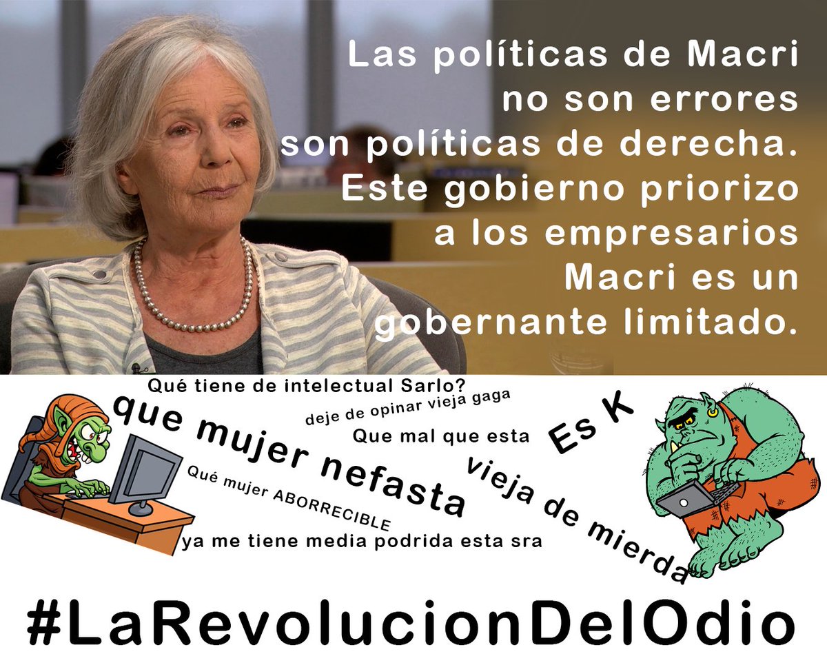 UnidadTuiterosK's tweet photo. Beatriz Sarlo #Larevoluciondelodio #Globoludos #OdioPro #CallCenterMacrista #Trolls @mauriciomacri es un sorete como su militancia troll https://t.co/E1O781jJwT