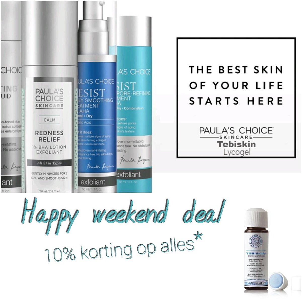 Huidvriendelijk's tweet photo. 10% voordeel 🤗 Kortingscode: alsjeblieft
Njoy weekend! #paulaschoice #Tebiskin #lycogel #maluwilz https://t.co/vVc5hq2LOK