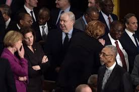PoliSyke's tweet photo. @SenSchumer @NancyPelosi Hypocrite! #Russian ambassador attends #TRUMP #CongressAddress sitting w/ #Democrats. Please resign! #FridayFeeling https://t.co/A3F4ySBmiE