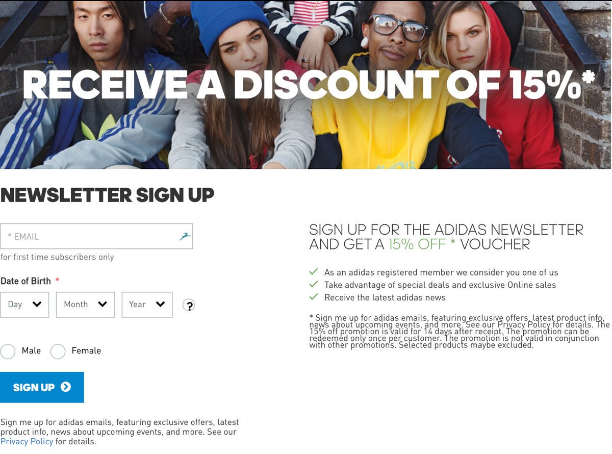adidas email discount