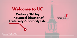 Join us in welcoming Dr. Zach Shirley, inaugural Director of Fraternity and Sorority Life, to UC! @uc_cph <a href="/UCIFC/">UC IFC</a> <a href="/uc_jrpanhell/">UC Jr. Panhellenic</a> <a href="/CincyNPHC/">Cincinnati NPHC</a>