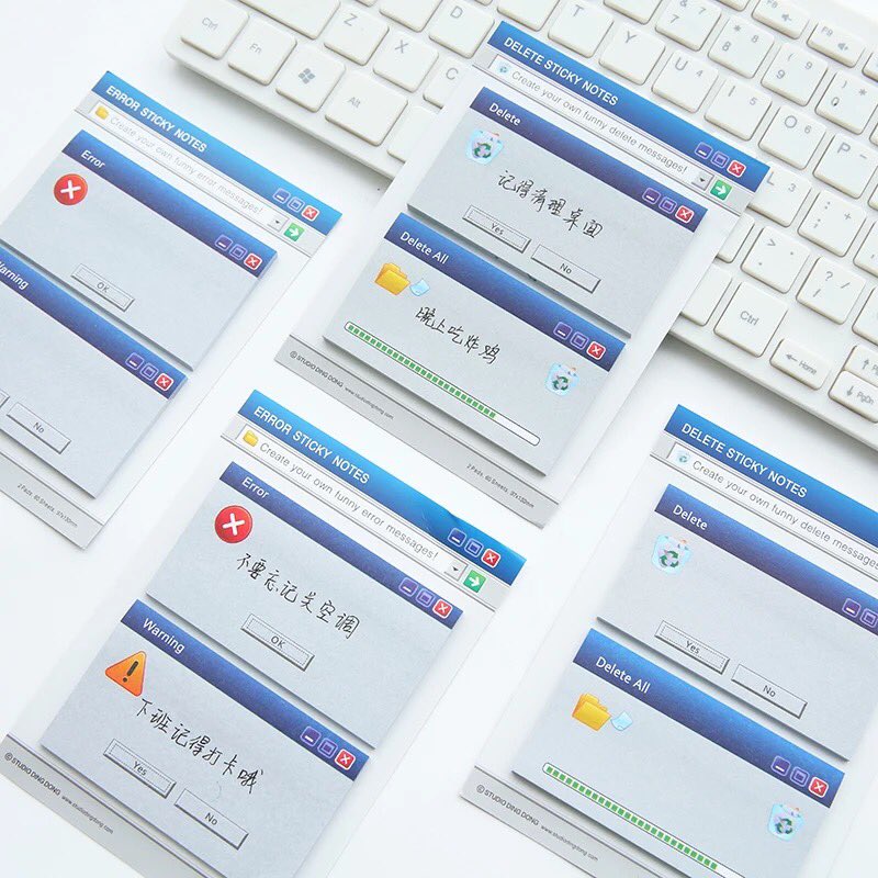 doublepixie's tweet photo. PRE-ORDER Error/Delete sticky note เก๋มาก มีความ 90s มาก🌚 มี2ลาย แบบละ 40฿ 💛
#pi02 #รีวิวเครื่องเขียน #พื้นที่โปร𖢒 https://t.co/CfZkFJVoVd