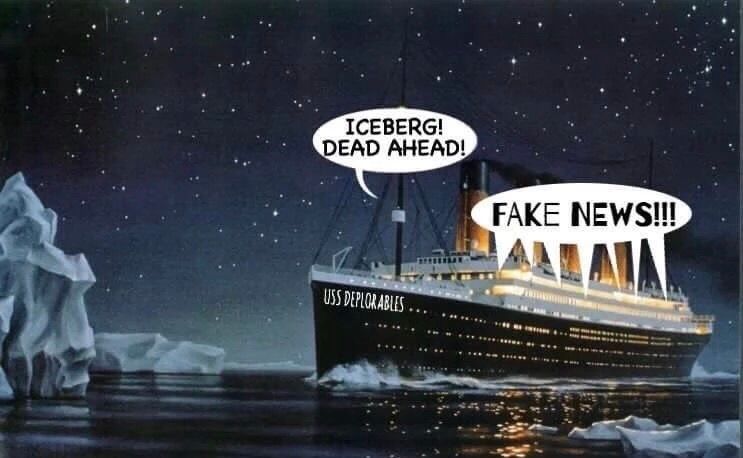DemocratDignity's tweet image. I wonder if the Titanic sank because the captain thought the iceberg was &quot;fake news&quot;