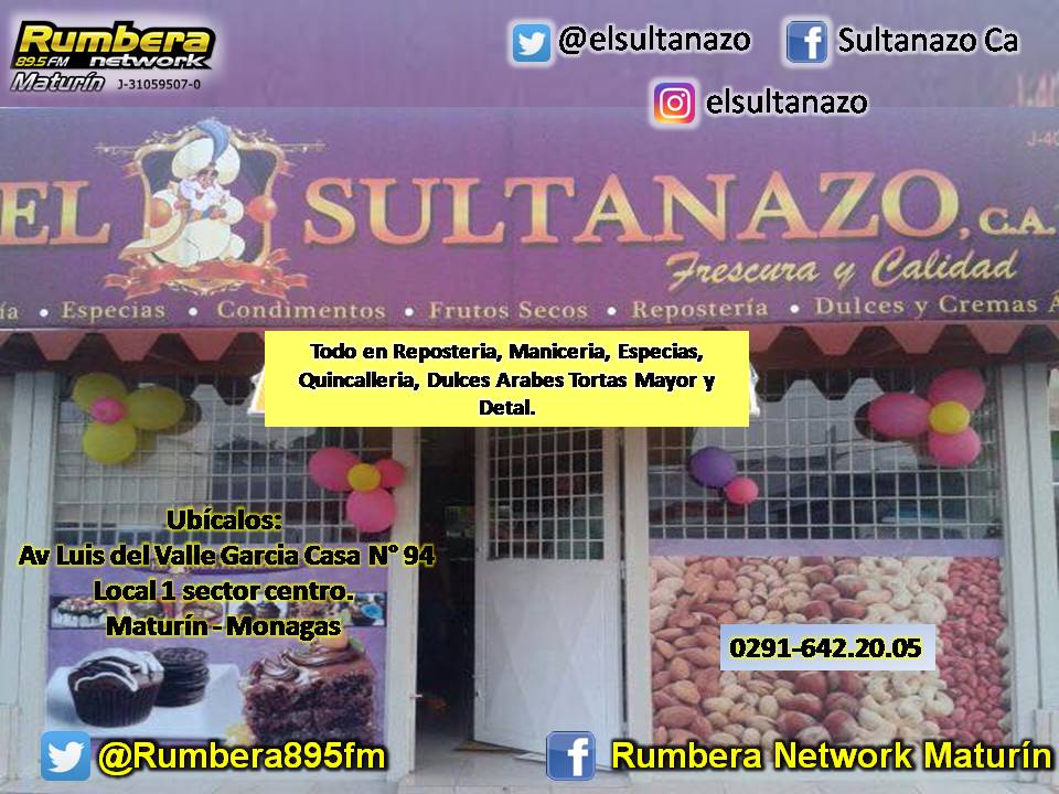 rumberamaturin's tweet photo. @ElSultanazo #Maturin te ofrece lo mejor en Repostería, Especies, Dulces Árabes y mucho más #ClienteRumbero #SieresFelizEstasAqui https://t.co/jevVW52GIc