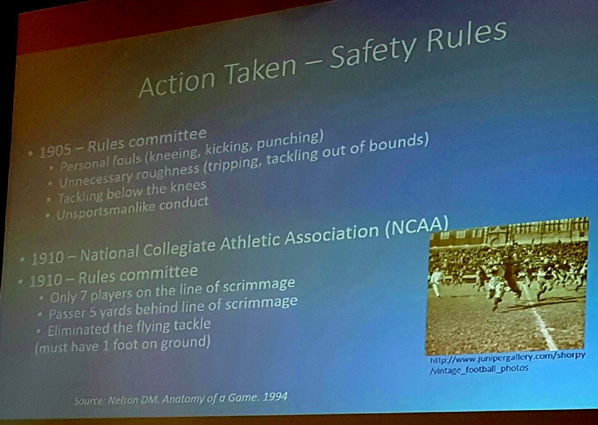 griz1's tweet photo. #DrBobCantu gives historical background underlying #sport #safety in #football. @NCAA @BU_Tweets @GfellerCenter @UNC @IvyLeague #UNCTBI2017 https://t.co/It7LCTV5Sx