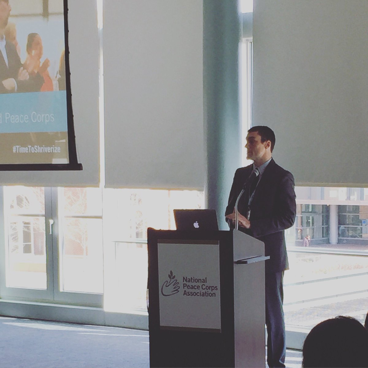pcorpsconnect's tweet photo. JM Ascienzo speaks to supporters of #PeaceCorps about advocacy efforts to protect America's greatest institution. #TimetoShriverize https://t.co/rKavwafHhe