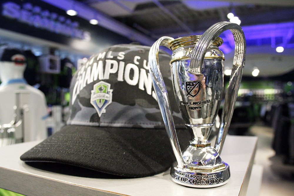 SoundersProShop's tweet photo. Want your own #MLSCup?

Starting tomorrow, spend $100 on @Soundersfc gear in stores &amp; get a mini replica #MLSCup! https://t.co/B48L2gsxRh https://t.co/DXjSsTskyN