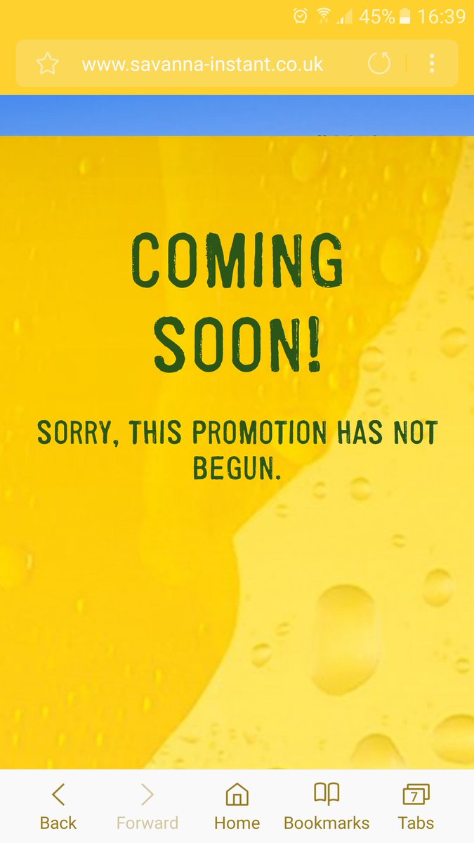 ClaytonD93's tweet photo. @SavannaCider just gone to enter your competition but the website says it is not open yet. When does this competition start? https://t.co/8ShtzXhl29