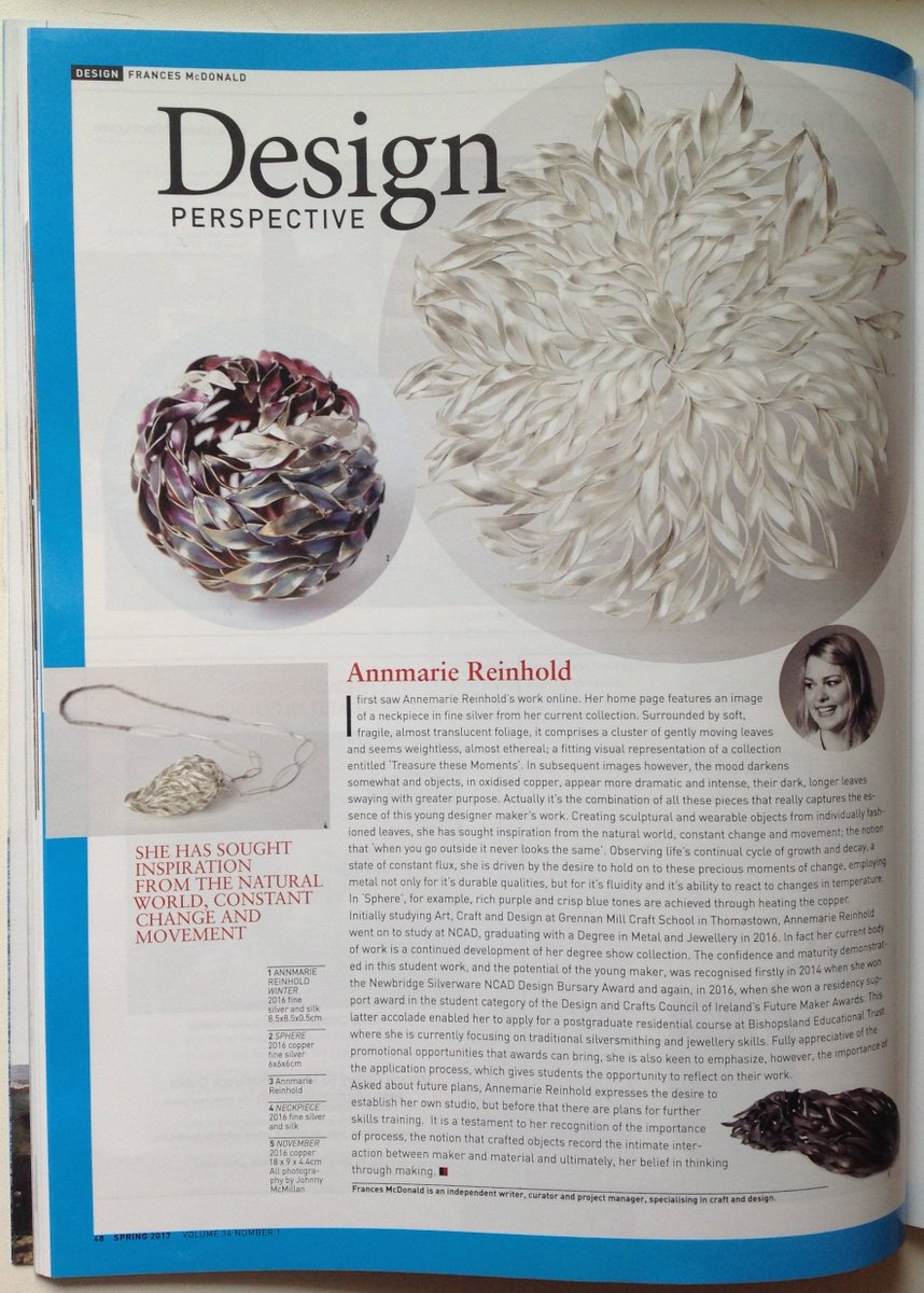 FrancesMcDonald's tweet photo. Annemarie Reinhold's feature in current @IrishArtsReview looks great; enjoyed writing the piece - lovely work. @NCAD_Dublin @futuremakers https://t.co/FtLnYnaPB7