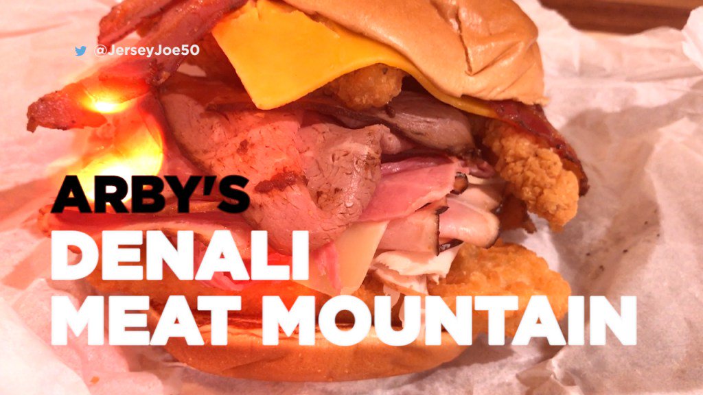 BeenAndGoing's tweet photo. YUM! @JerseyJoe50 explores the new @Arbys secret menu item: Denali Meat Mountain! https://t.co/De4K4qqDIc https://t.co/0NwpNiSW7R