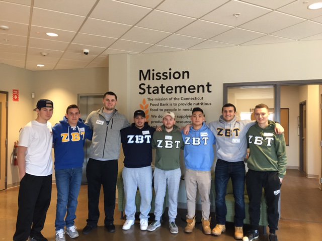 Pictured are members of <a href="/QUZBT/">Zeta Beta Tau QU</a> who spent a windy afternoon food sorting in our warehouse yesterday. Thanks for your support!