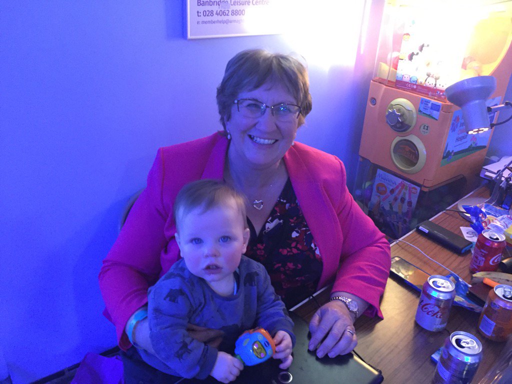 geemac1962's tweet photo. Dolores Kelly (with grandson Liam) in "a reasonably good place now" and likely to pick up Alliance transfers  #ae17 https://t.co/Ij4azAtiMo