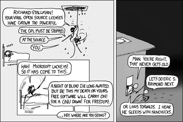 ryanleesipes's tweet photo. Did you know that someone bought Stallman a katana after reading this #xkcd comic. #gnuslashlinux #gnupluslinux #gnupluskatana #gnu #linux https://t.co/5kw4iOd0uB