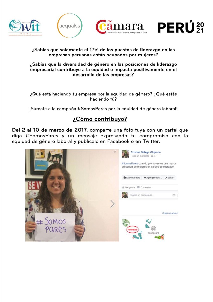 OWITPERU's tweet photo. #SomosPares por la equidad de género laboral https://t.co/ITc8n25jRK