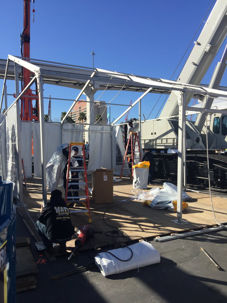 KTCFoundationGp's tweet photo. Our tent goes up @conexpoconagg #silverlot #boothS5151. See the #AF300 & #TCC1100. #kellytractorfoundationgroup #conexpo2017 #ktcconexpo2017 https://t.co/7VVJiKxnYT