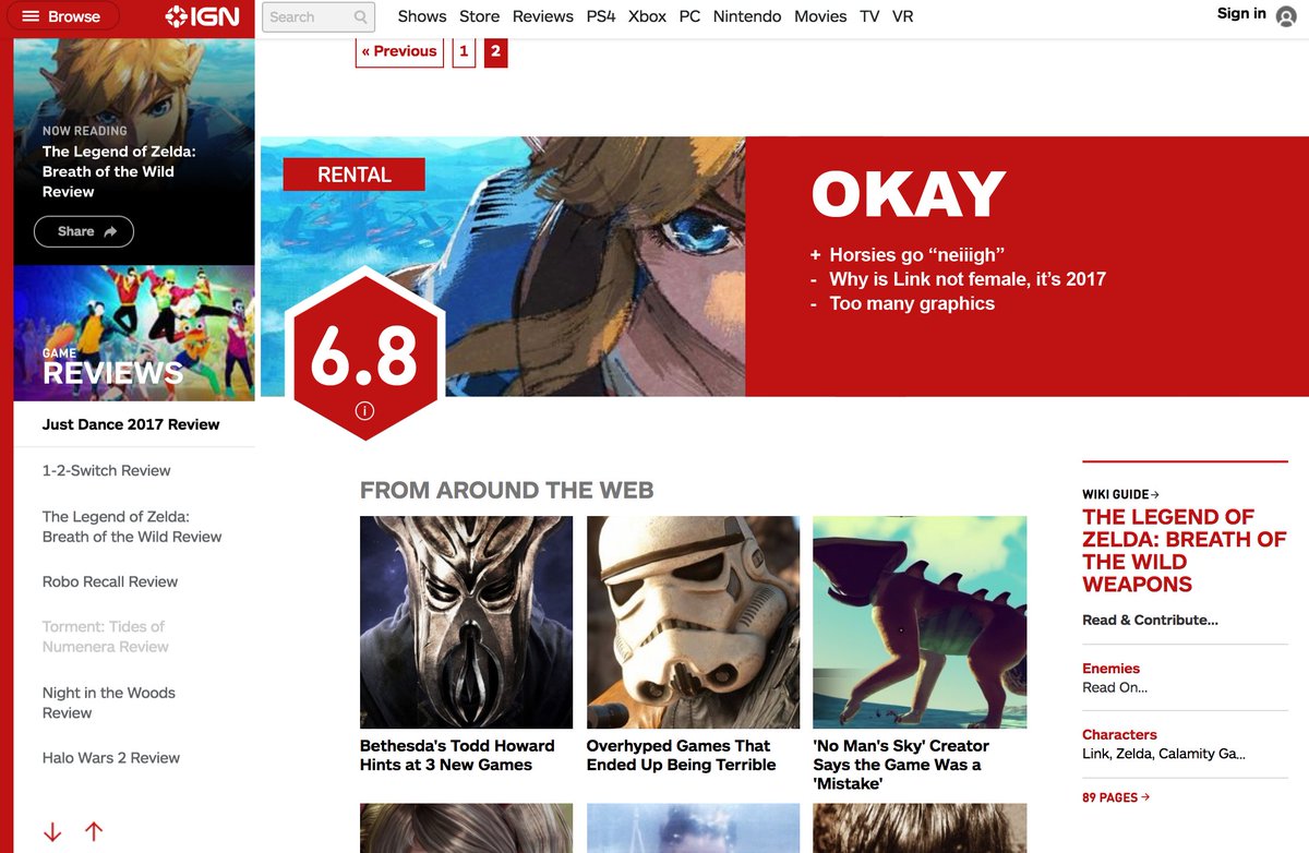 jacksfilms's tweet photo. Still in shock over IGN's Zelda review https://t.co/9q5waE1RNY