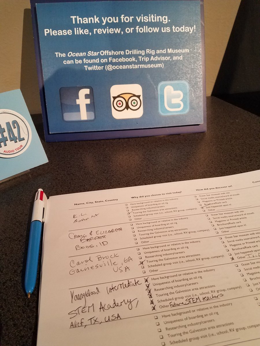 MrsRybaYGB's tweet photo. Signed the guest book at the @OceanStarMuseum #YBSWAG #YellowAcademy #YBStem @YgbInt https://t.co/FFsYQfGsKM