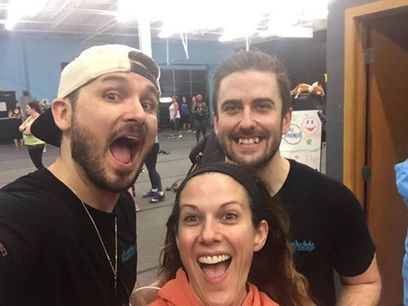 Trainerly's tweet photo. Sweatshopa truly electric morning! This place is insane. Thanks Ben and Jim, you guys are a trip! #fitnessmom https://t.co/pZFhIS2Zdd https://t.co/GOdhJ0eQOC