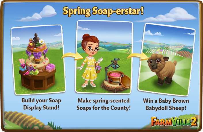 farmville2's tweet photo. Create a variety of spring-scented Soaps with Barbara on #FarmVille2OnWeb! #FridayMotivation https://t.co/Z6PNos7KhO 🙂👌 https://t.co/pyFFEsDfO7