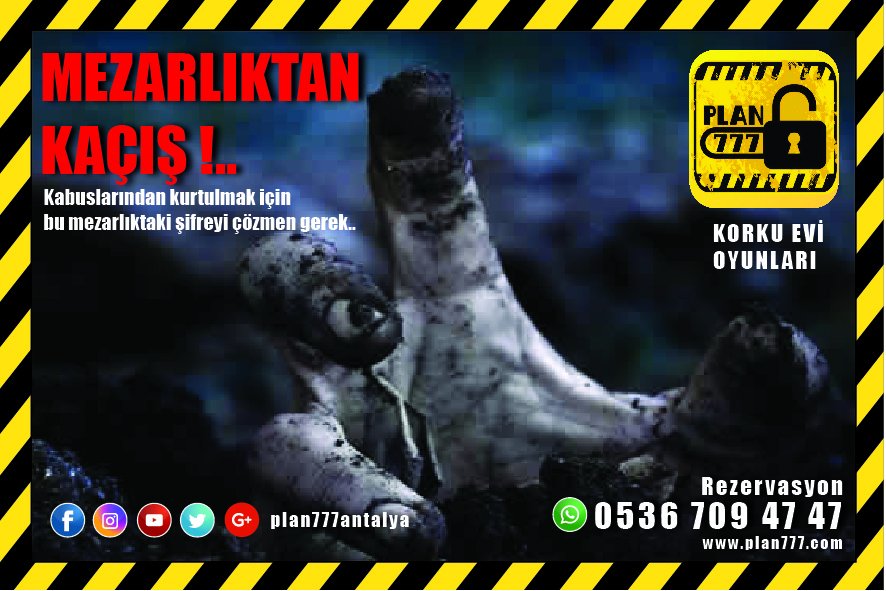 Plan777 den Yeni Korku Oyunları
Kabuslarından Kurtulmak için bu Mezarlıktaki şifreleri çözmen gerek... plan777.com &amp; 05367094747