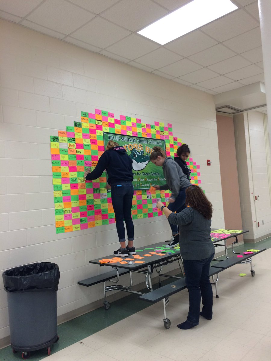 BolesMonty's tweet photo. My innovation students working hard on Friday evening on their "I am" wall. #powerofpositive @hogue_brandy #vcspi #rsmsgators @MKestoryVCS https://t.co/ncpc3U6a6D