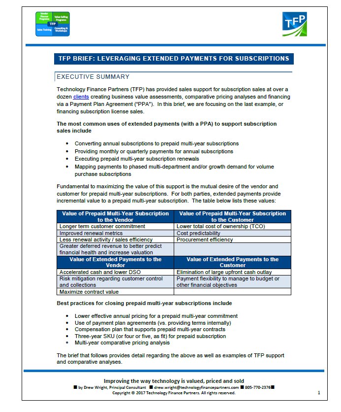New @TFPcorp white paper about leveraging #customerfinance to sell multi-year #software #subscriptions buff.ly/2lFasf4 #B2BSales